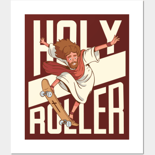 Funny Holy Roller Skateboarding Jesus // Christian Humor Jesus Joke Posters and Art